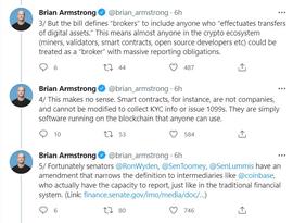 Coinbase CEO:希望新基建法案删除对加密货币持有者进行全面监控的要求