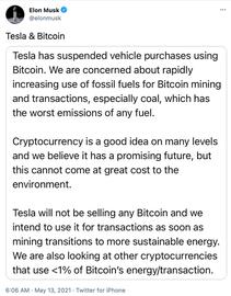 马斯克表示因环保原因特斯拉暂停比特币支付,曾发起狗狗币购车意愿投票,比特币失守5万美元狗狗币下跌